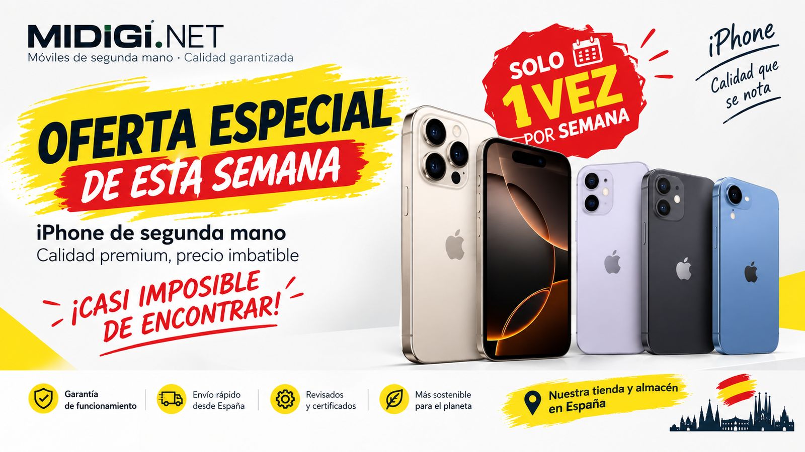 iPhone 15 256GB Verde Reacondicionado (Pantalla OLED Nueva, Batería al 100%)